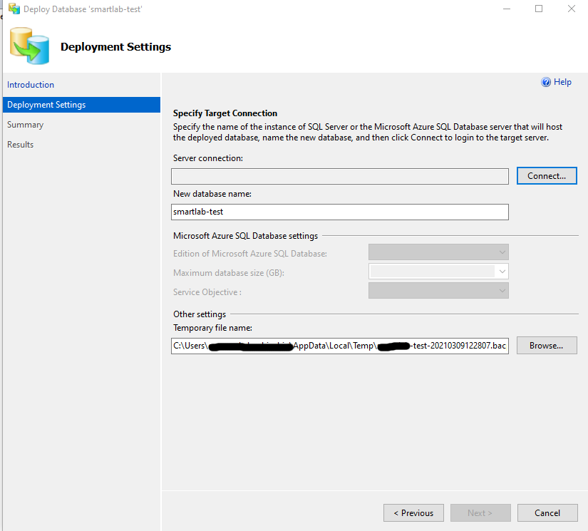 Deployment settings 